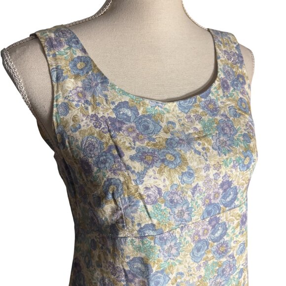 vintage Laura Ashley floral tank dress size US 8 6 blue purple white 90s linen - Picture 5 of 9